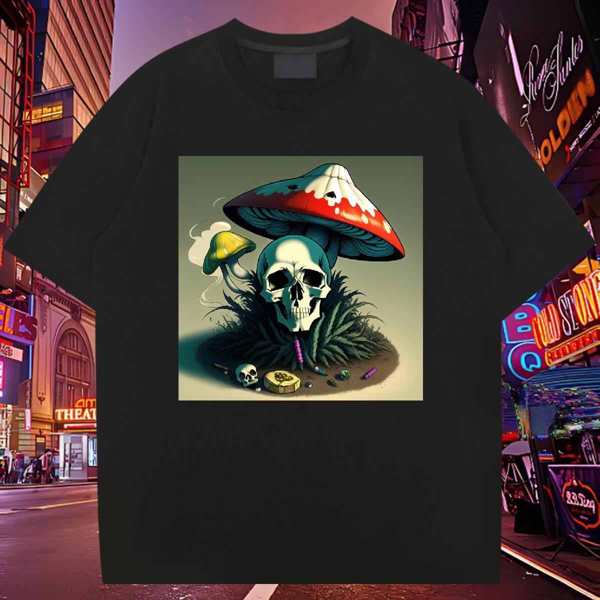 Custom Mens T Shirts skull Top Tees 230g Pure Cotton Spring Summer Loose Custom Print Oversized Crew Neck Breathable Tshirts