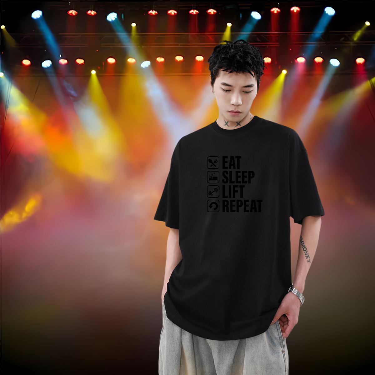 Casual New T shirt letter Tees 100% Cotton 230g Street Casual Loose Asian Size Round Neck Short Sleeve Men Tees