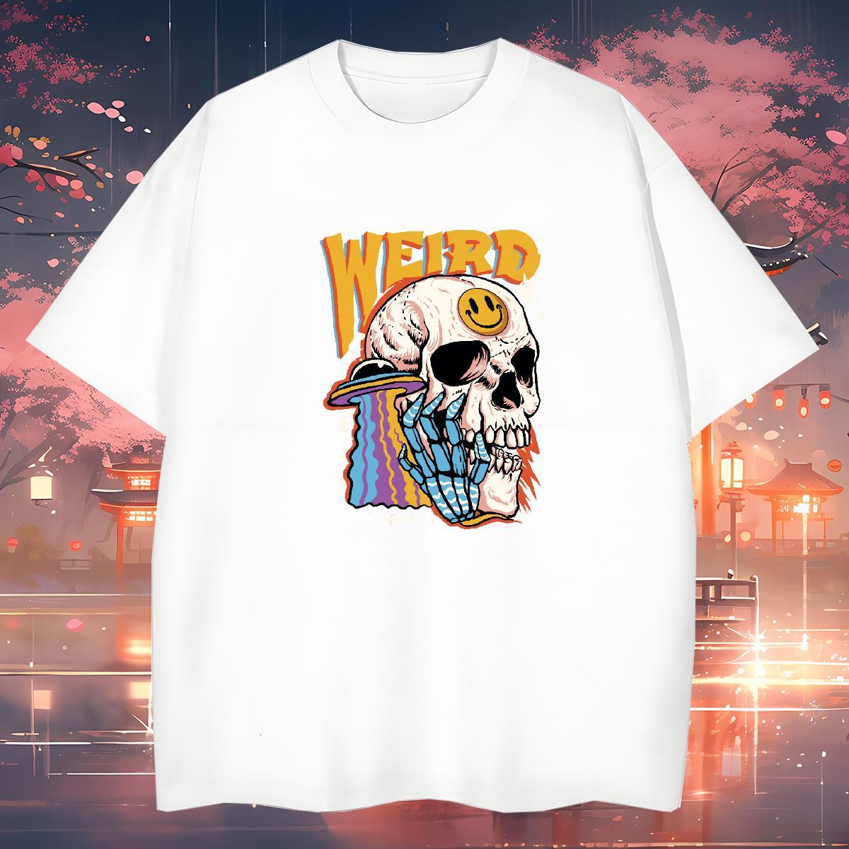 Wholesale Mens T Shirts skull Tees Shirts 230g Pure Cotton Street Wear Loose Fit Customized Print Breathable Men Tshirts