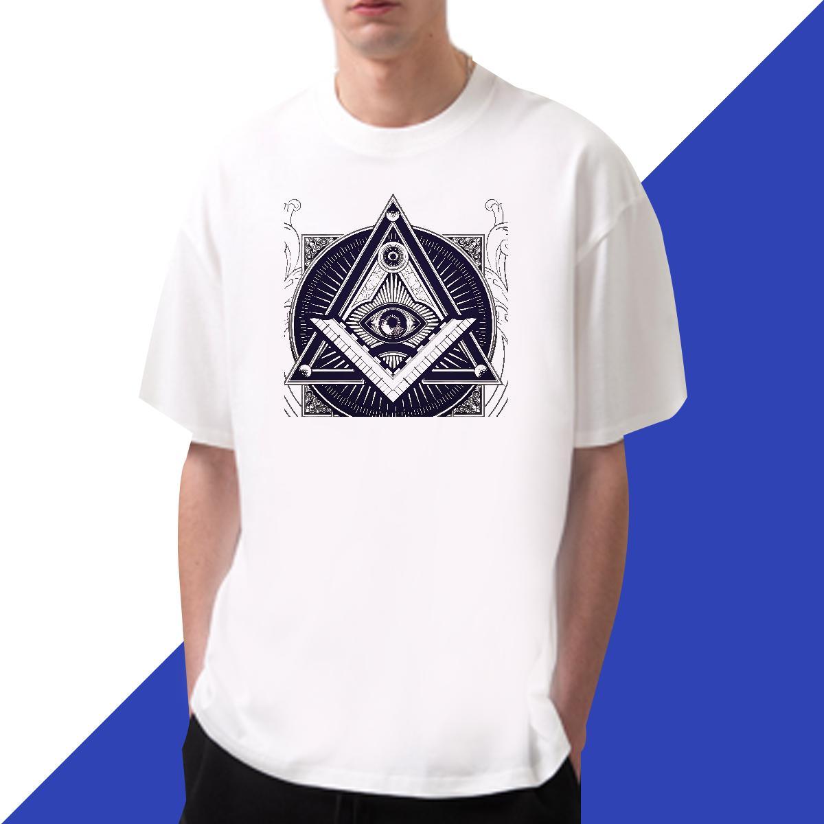 Classic T shirt eye of the devil Tops Shirt 100% Cotton 230g Summer Casual Cool Design Floral Print O Neck Short Sleeves Men Clothes T-Shirt
