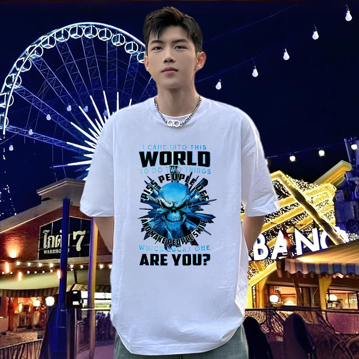 Fashion Casual T Shirt For Man letter Polos 230g 100% Cotton Home Outdoor Cool Design Customized Print Short Sleeve O-Neck Men Clothes T-Shirt