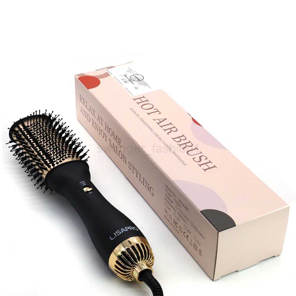LISARPO Professional Blowout Hair Dryer Brush Black Gold Dryer and Volumize Hot Air Brush for Women Curling Irons StylerXJ240807