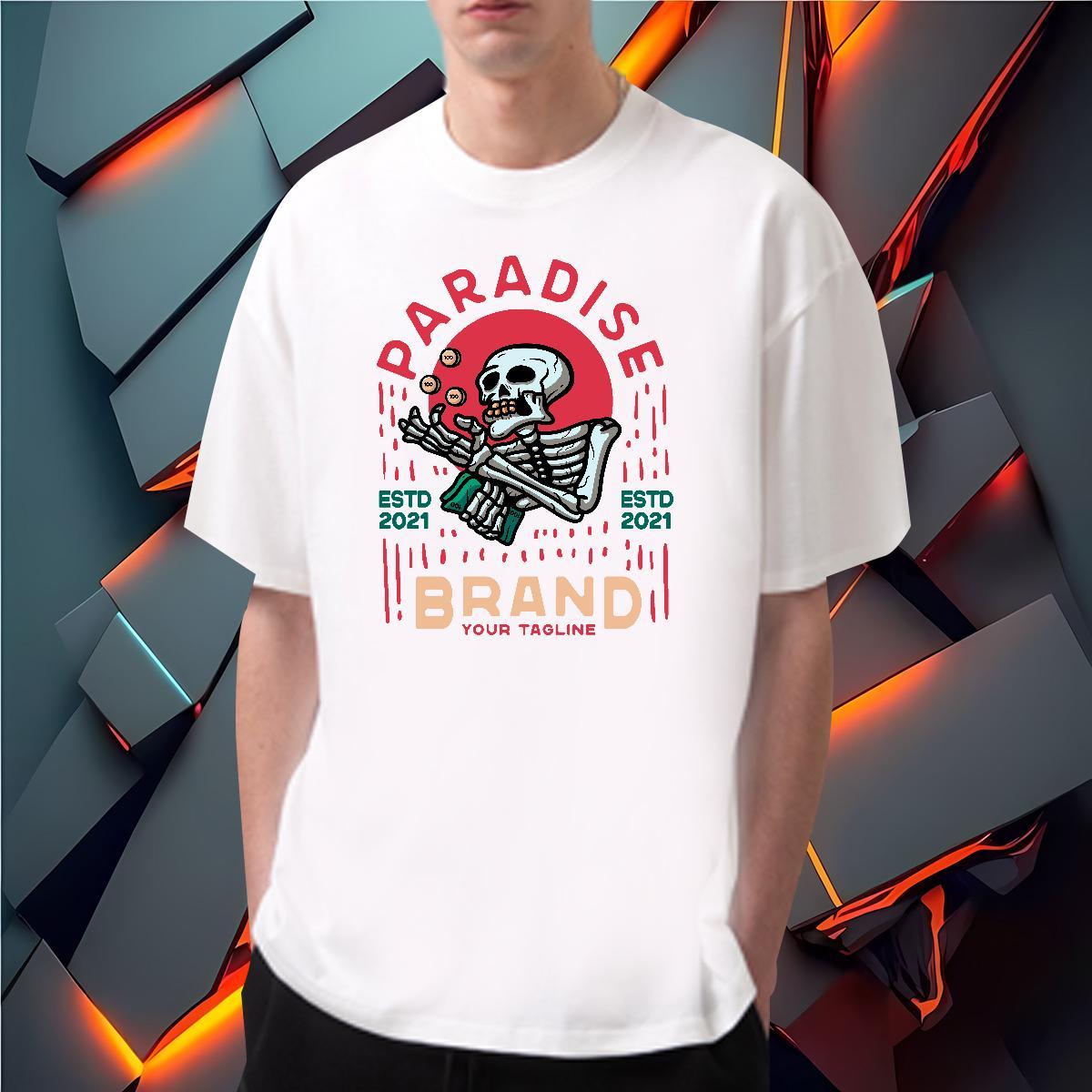Free Shipping T Shirts Men skull Top Tees 230g 100% Cotton Street High Quality Graphic Breathable Short Sleeve Mens Tshirts