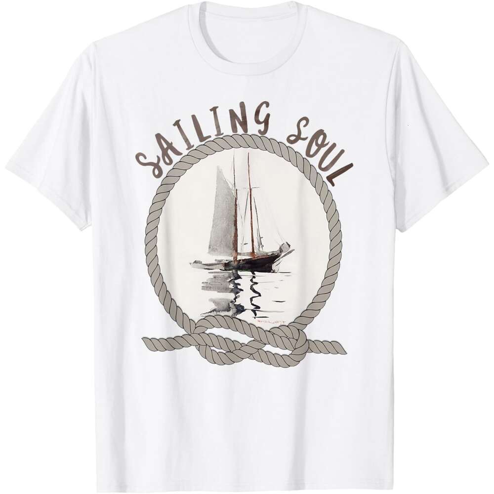 Mens T shirt Sailing Soul Sailboat Reflections Sailors and Sailing T-Shirt shirts tshirt graphic tee Casual tops summer clothes Short sleeve Free ship