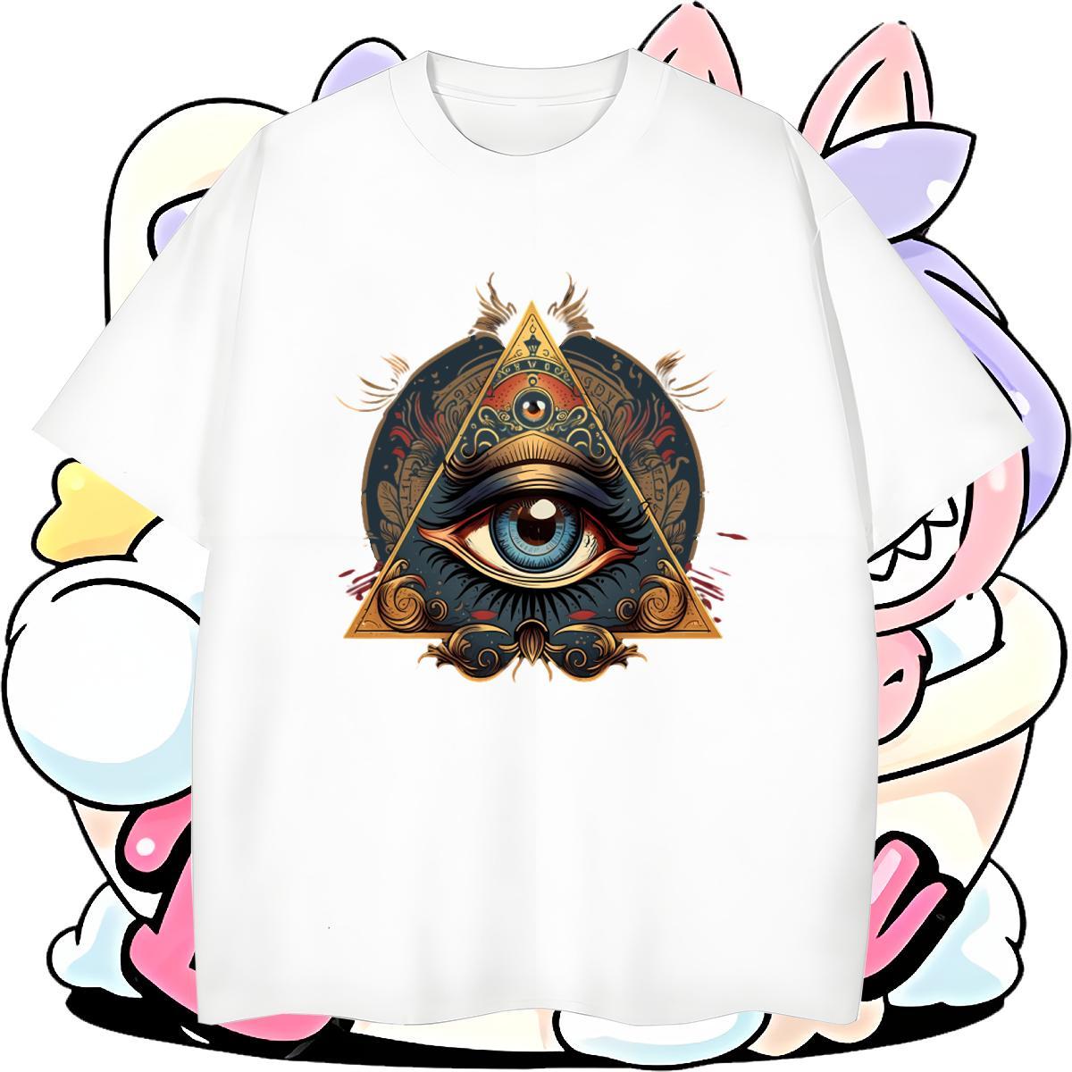 Wholesale T shirt eye of the devil Tees 230g Pure Cotton Daily Outfit Free Shipping Graphic Short Sleeve O-Neck Tshirts