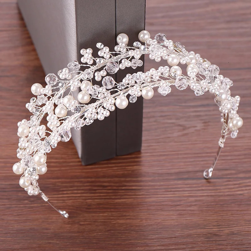White Pearl Bridal Hairbands Tiaras Wedding Crown Headband For Bride Hair Jewelry Pearl Wedding Hair Accessories Headwear 240805