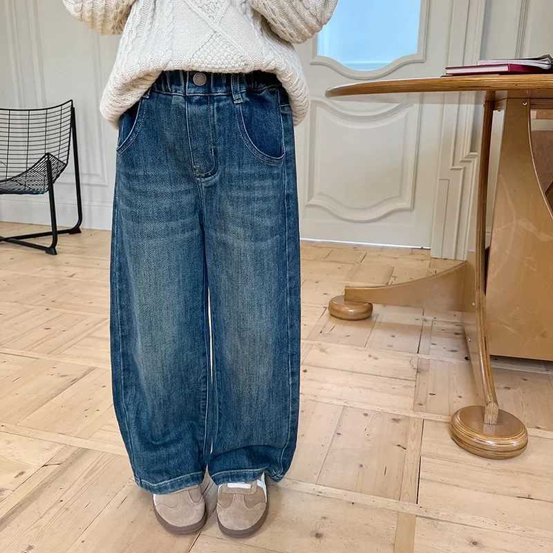 Jeans Winter baby girls fashion fleece lining Make old jeans Girl warm thick straight denim pants
