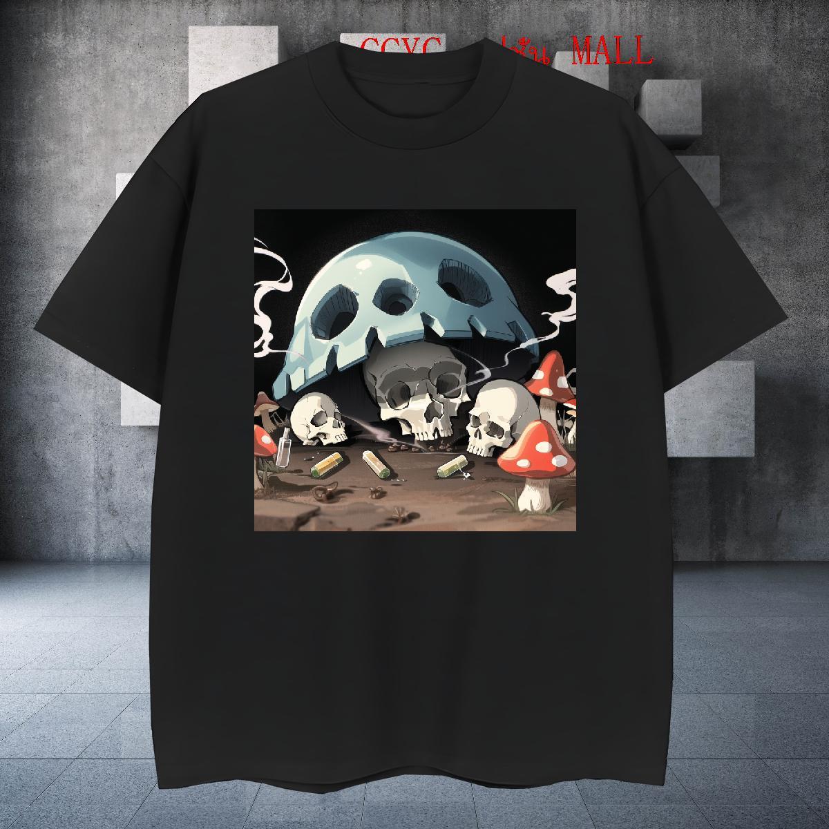 New Designer T-Shirts for Men skull Tees 100% Cotton 230g Casual Beach Brand White Plus Size Round Neck Short Sleeve Men Tshirts