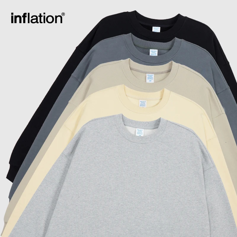 IATION Solid Heavyweight French Terry Sweatshirt Set Couple Jogging Suit Organic Cotton Unisex Trucksuits 240806