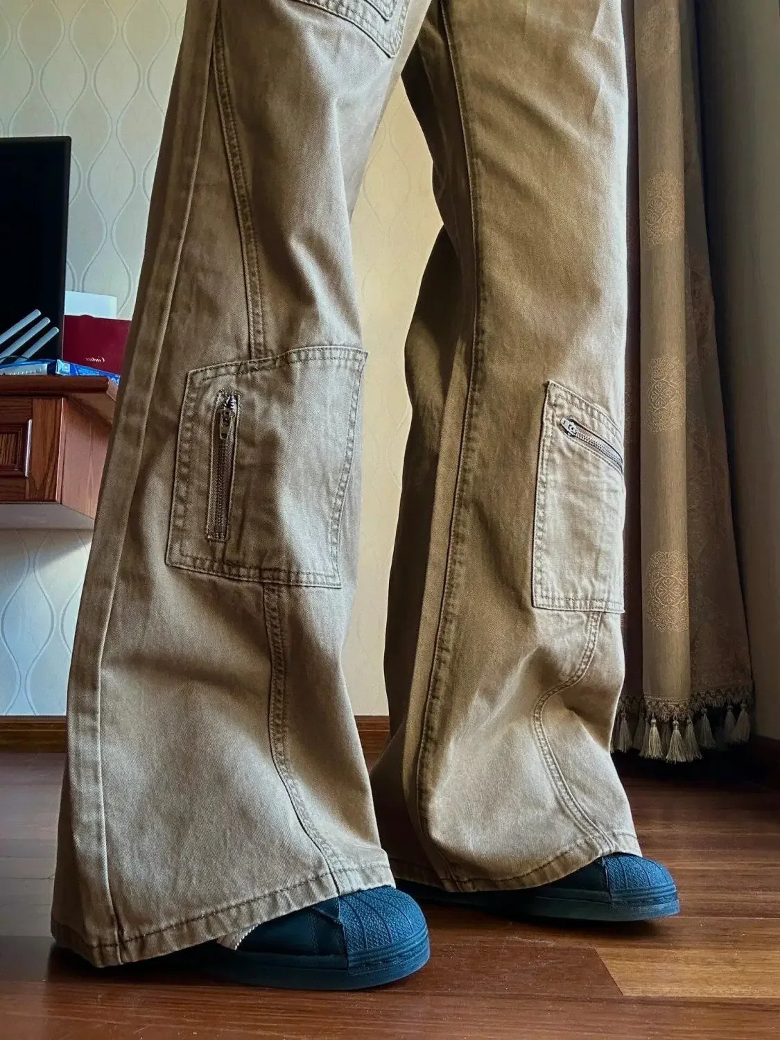Flare Slight Bootcut Bell Bottom Long Cargo Brown Jeans Women Denim Pant Plus Size 4XL casual y2k fairycore 2000s grunge 240807