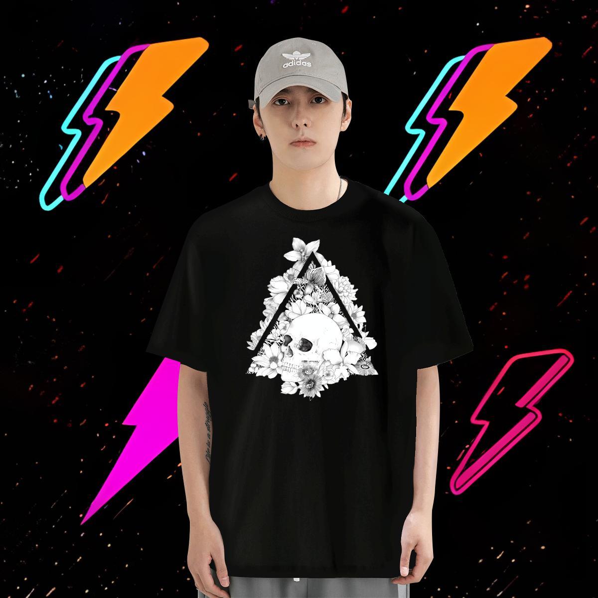 Free Shipping Men T Shirts eye of the devil Wear 230g Cotton Anime Printing Street Loose Fit Oversized 3XL 4XL Breathable Crew Neck Men Tees