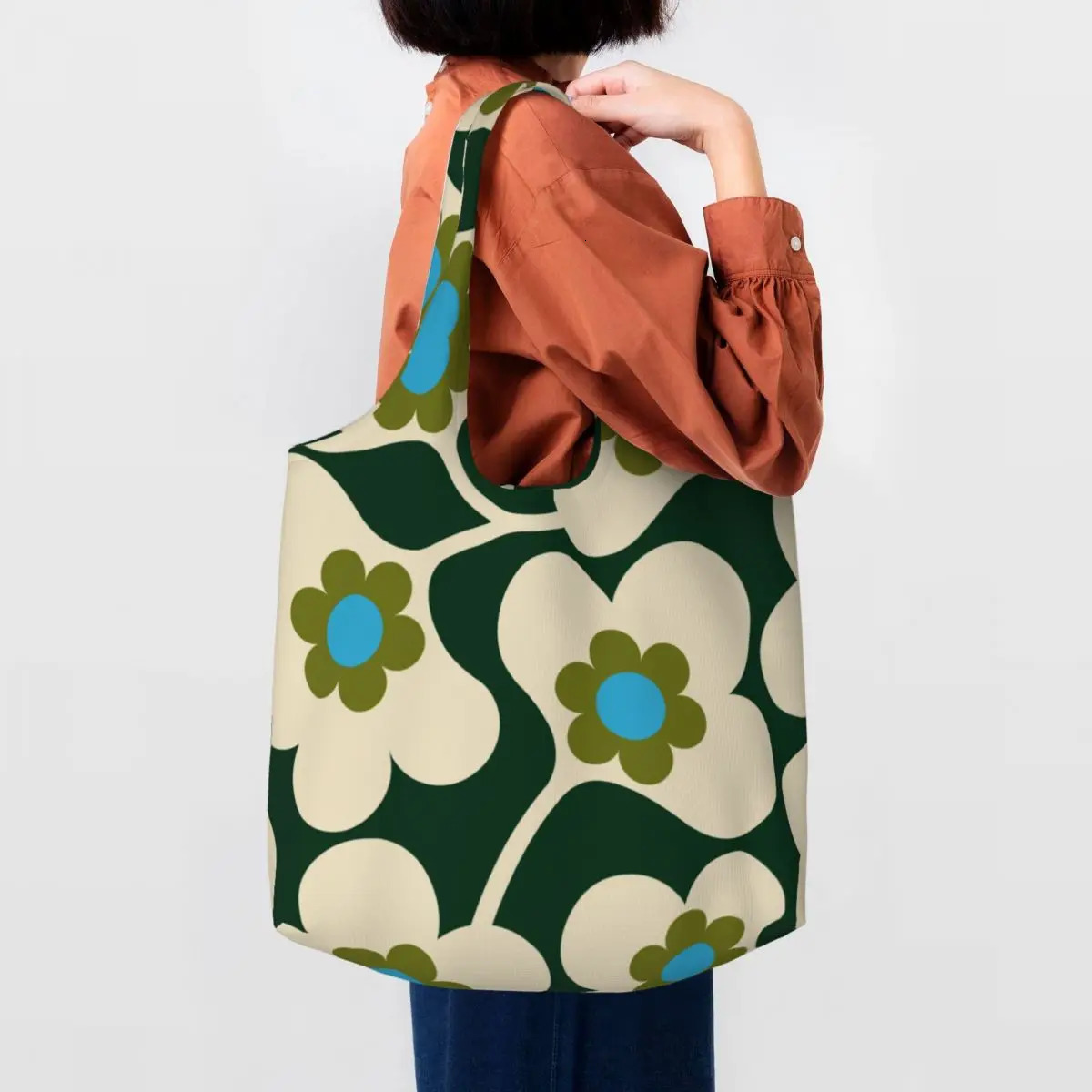 Customized Fashion Printing Japanese Spruce Orla Kiely Handbag Shopping Bag Portable Canvas Shoulder Gift 240807