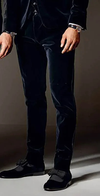 Classic Velvet Black Men Suit Pants Oversize Formal Business Casual Mens Trousers Custom Made Slim Fit Plus Size 240806