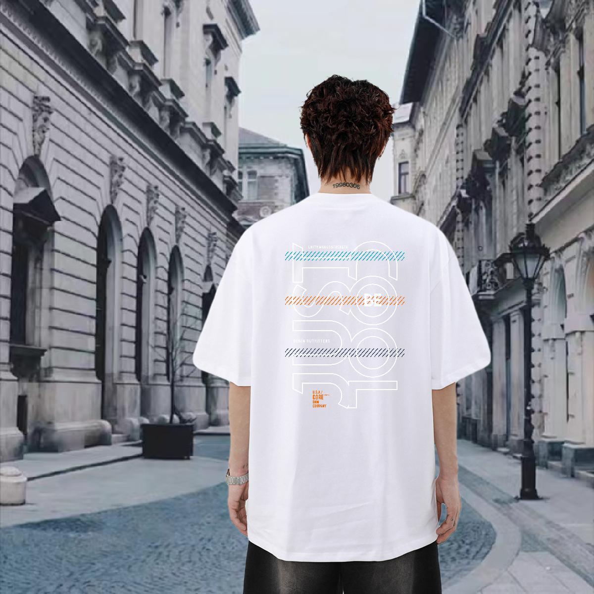 Fashion Design T Shirts Men letter Clothes 100% Cotton 230g Casual Beach Brand Plus Size Cartoon Breathable Short Sleeve Men Tshirts