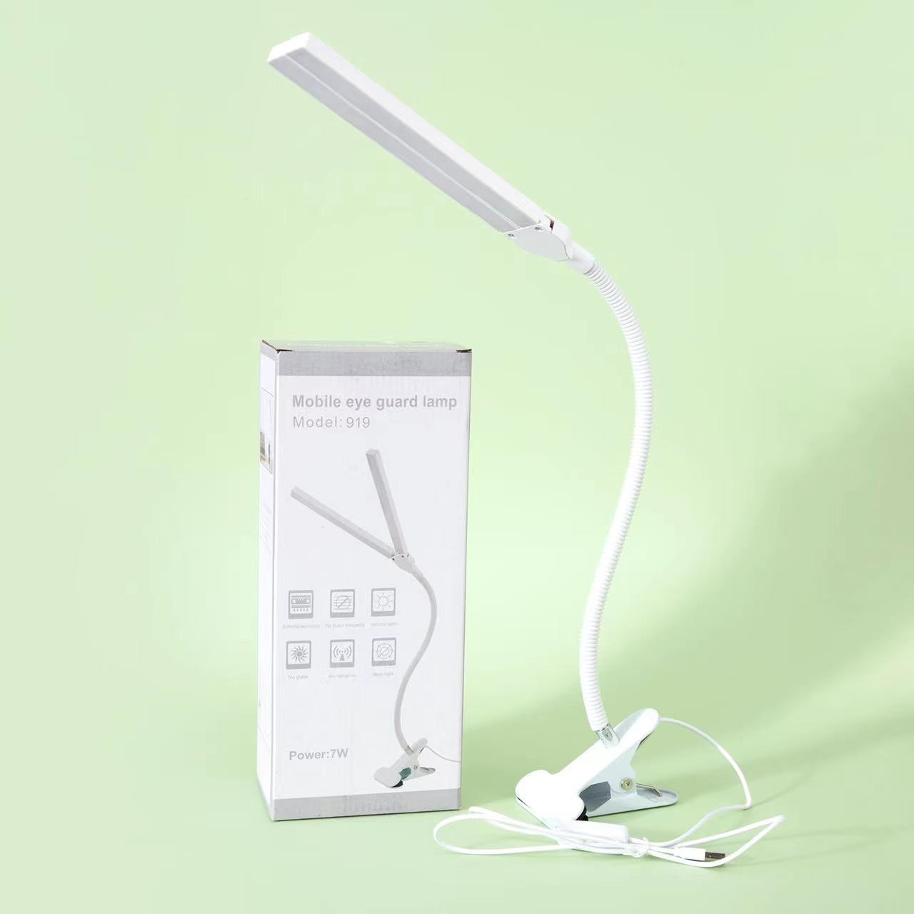 Dual Head Desk Lamp with Eye Protection Dimming - Clip On USB Plug-In LED Night Light for Student Dorms