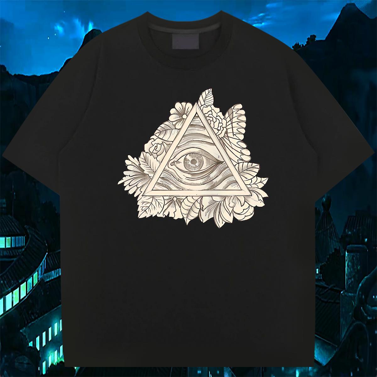 Stylist T shirt eye of the devil Tees 230g 100% Cotton Summer Casual Brand Cartoon Print Crew Neck Breathable Mens Tshirts