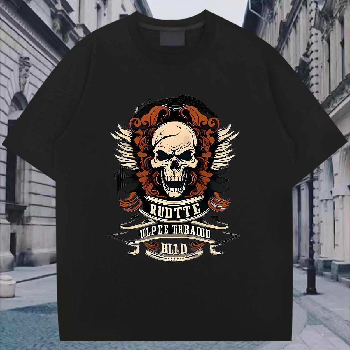 Brand Mens T Shirts skull Tshirts 230g 100% Cotton Street wear Hip Hop High Quality Graphic O-Neck Short Sleeve Men Clothes T-Shirt
