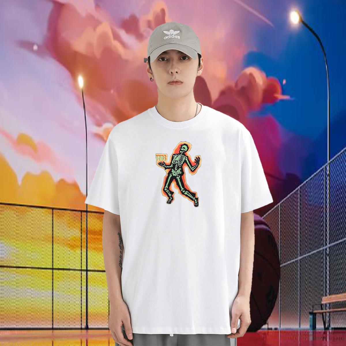 2024 T Shirts Men skull Clothings 100% Cotton 230g Casual Beach Free Shipping Customized Print Breathable Short Sleeve Men Tops Tees