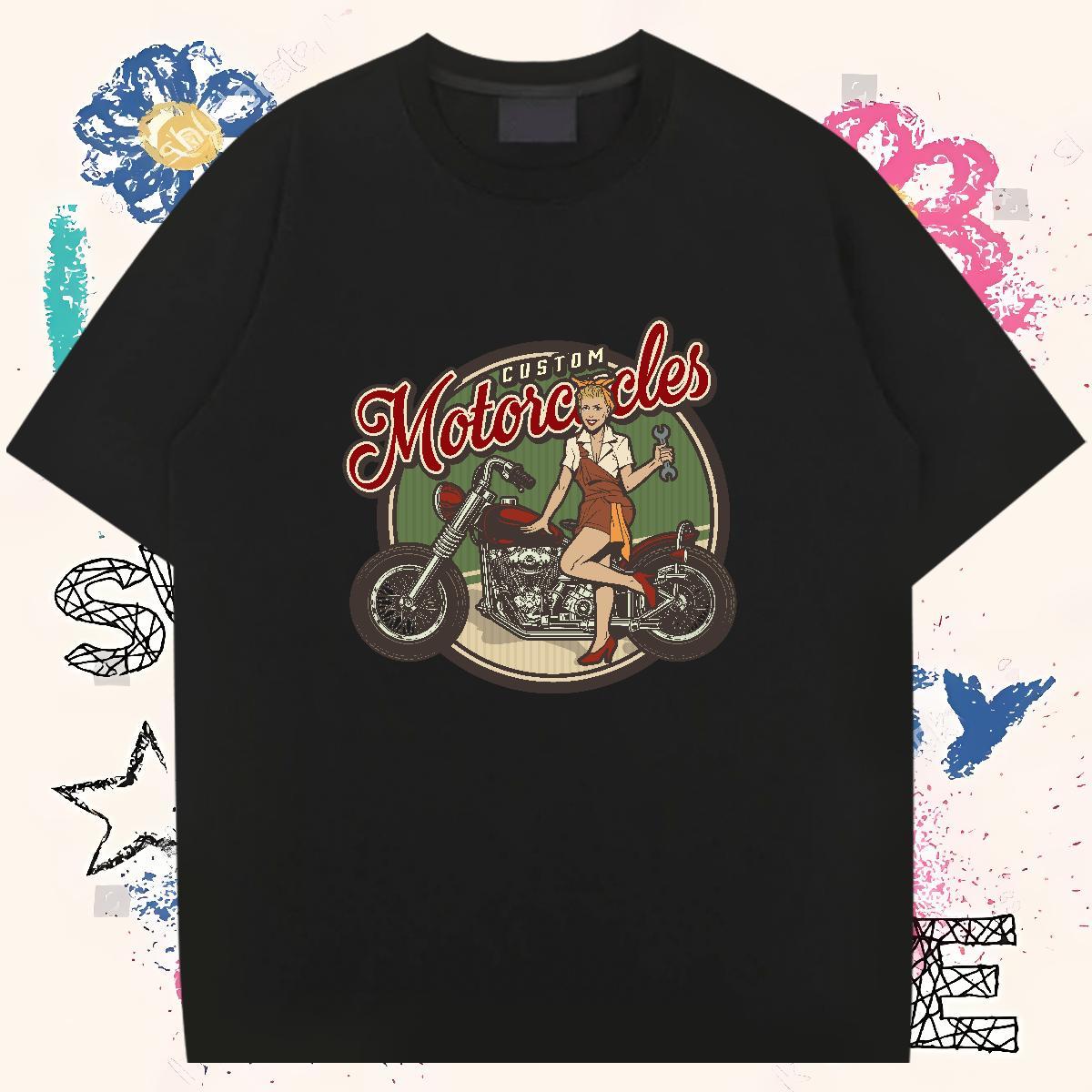 Customized T shirt Motorcycle Tshirts 100% Cotton 230g Street wear Hip Hop TOP Quality Custom Big Size Breathable Mens Tshirts