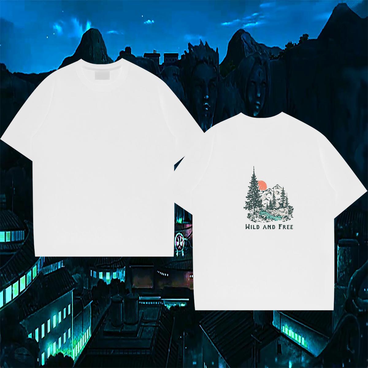 Brand T Shirts Men mountains Tees Shirts 230g 100% Cotton Street Wear Free Shipping Skull Pure Cotton Men Tees