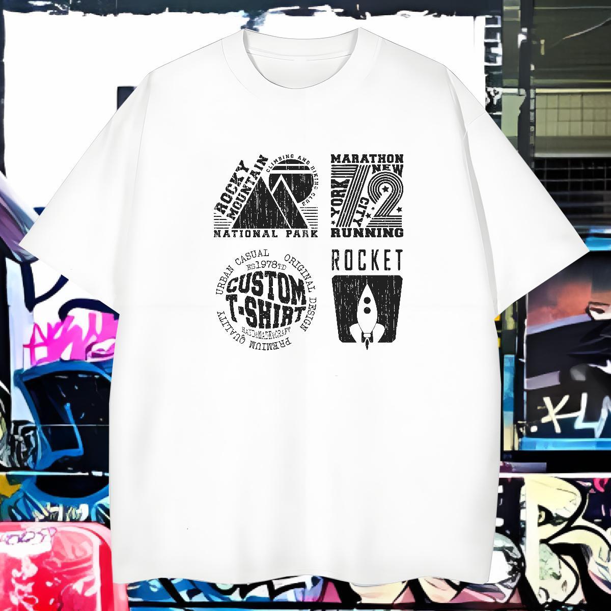 Classic T Shirts Men letter Tops Tees 230g Pure Cotton Street Casual Comfortable White Plus Size Short Sleeve O-Neck Mens Tshirts