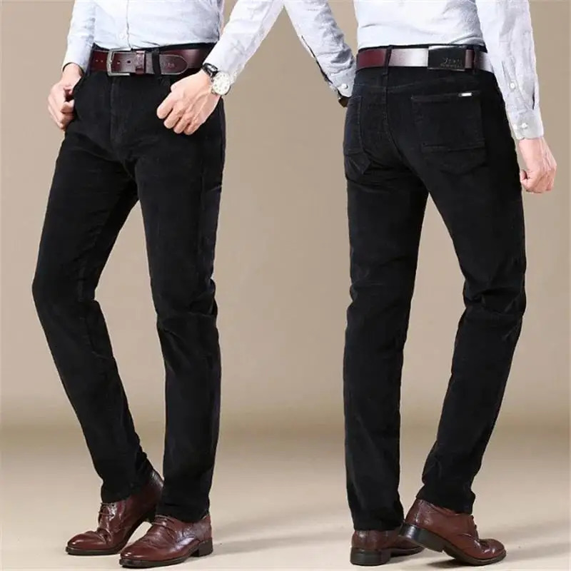 Fashion Mens Thick Corduroy Casual Pants Winter Style Business Stretch Regular Fit Trousers Male Clothes High Quality 240806