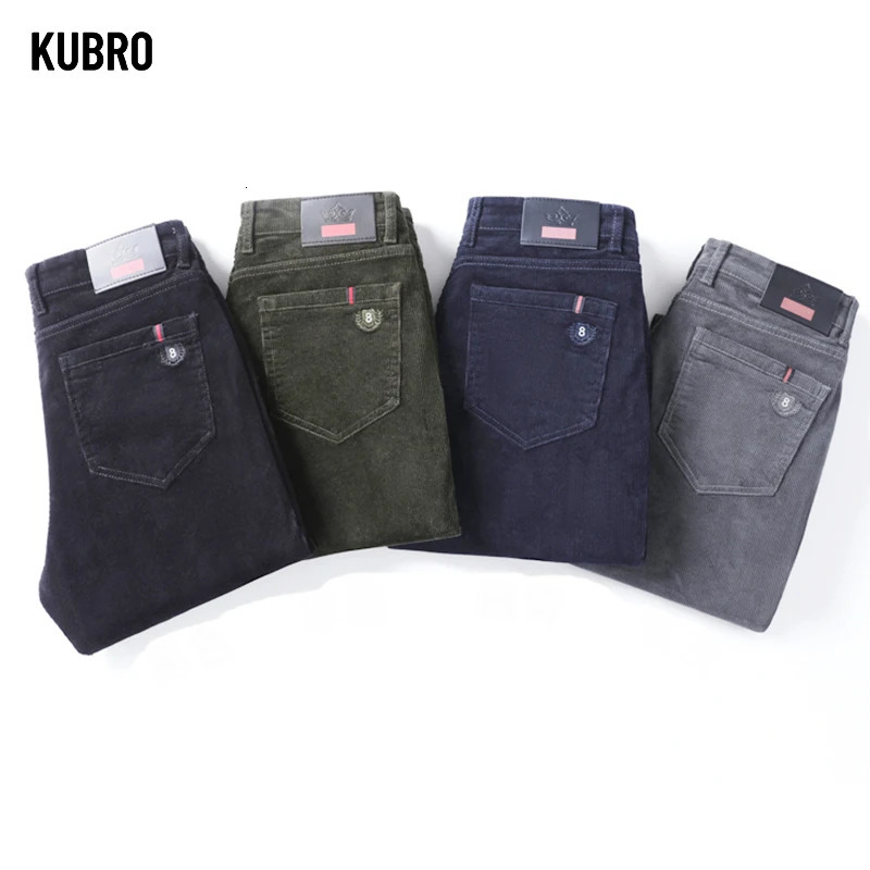 KUBRO highquality Corduroy fabric mens business casual Trouser autumn Korean style slim fit pants 240905