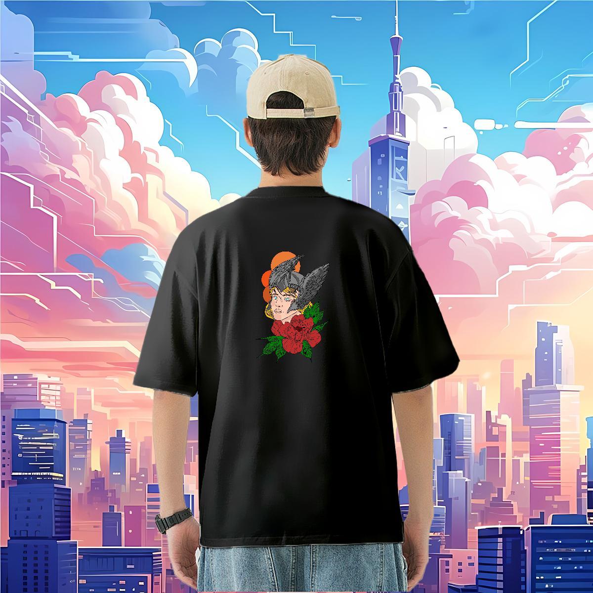 Wholesale T-Shirts for Men portrait Wear 230g Cotton Anime Printing Street Classic Asian Size Round Neck Short Sleeve Tshirts