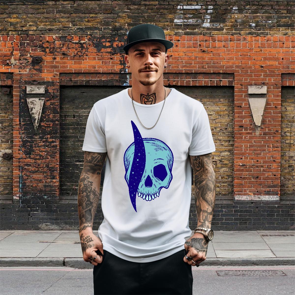 Wholesale T Shirt For Man skull Wear 230g Cotton Casual Daily Wear Cool Anime Breathable Short Sleeve Men Tees