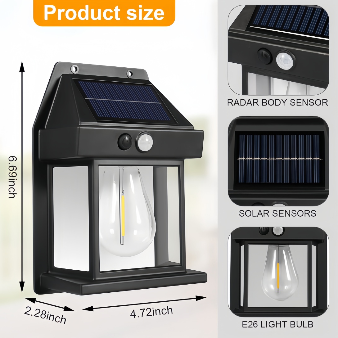 Gardens & Walkways Solar Charging Retro Wall Lantern with Automatic Motion Detection