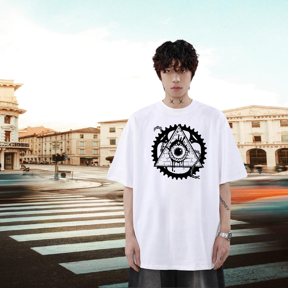 Factory Direct T Shirts Men eye of the devil Clothes 100% Cotton 230g Daily Wear Soft Customized Print Breathable Crew Neck Men Tees