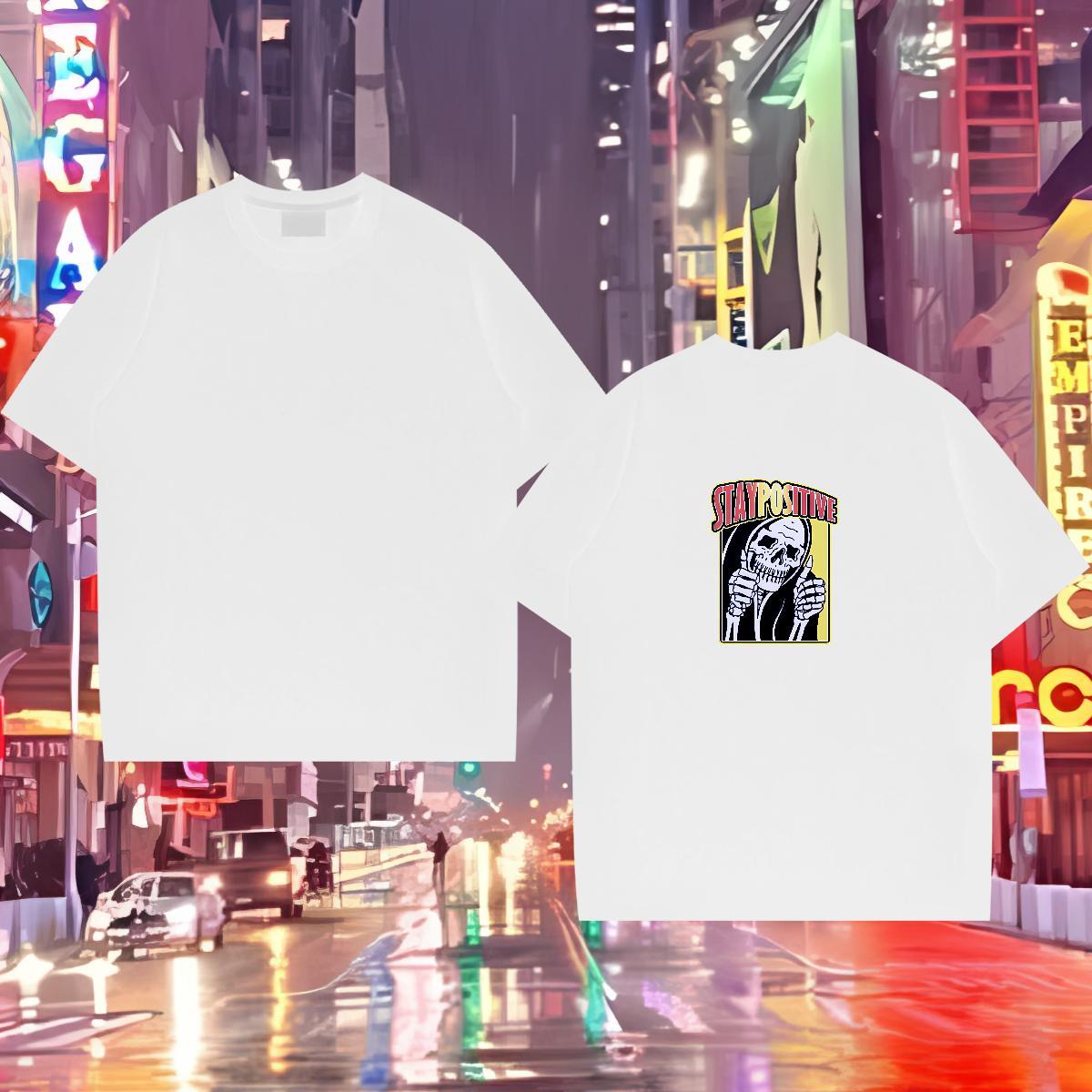 2024 New Man T Shirts skull Wear 230g 100% Cotton Daily Wear Cool Black White Breathable Crew Neck Mens Tshirts