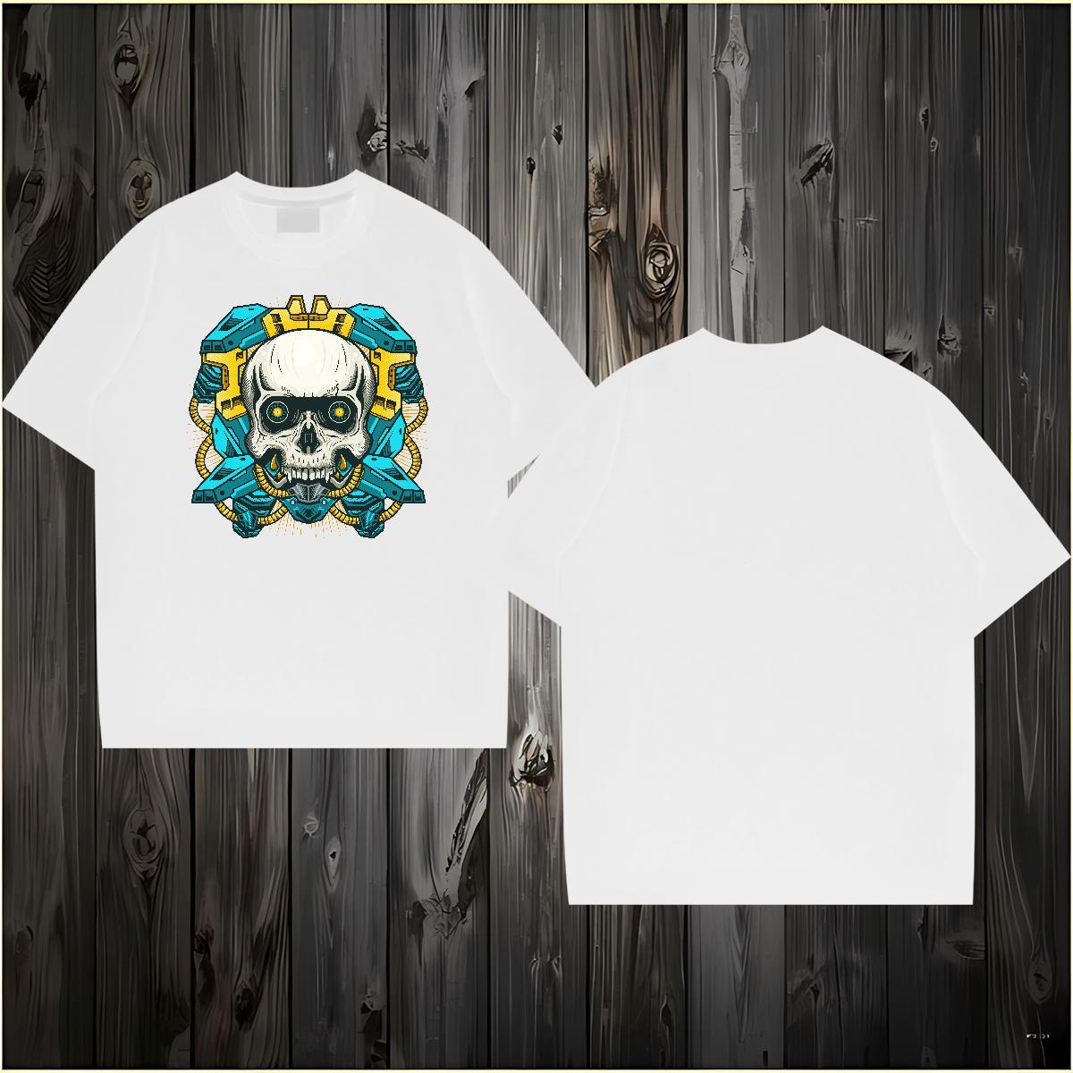 Designer T Shirts Men skull Polos 100% Cotton 230g Summer Casual Cool Design Customized Breathable Tshirt for Man Woman