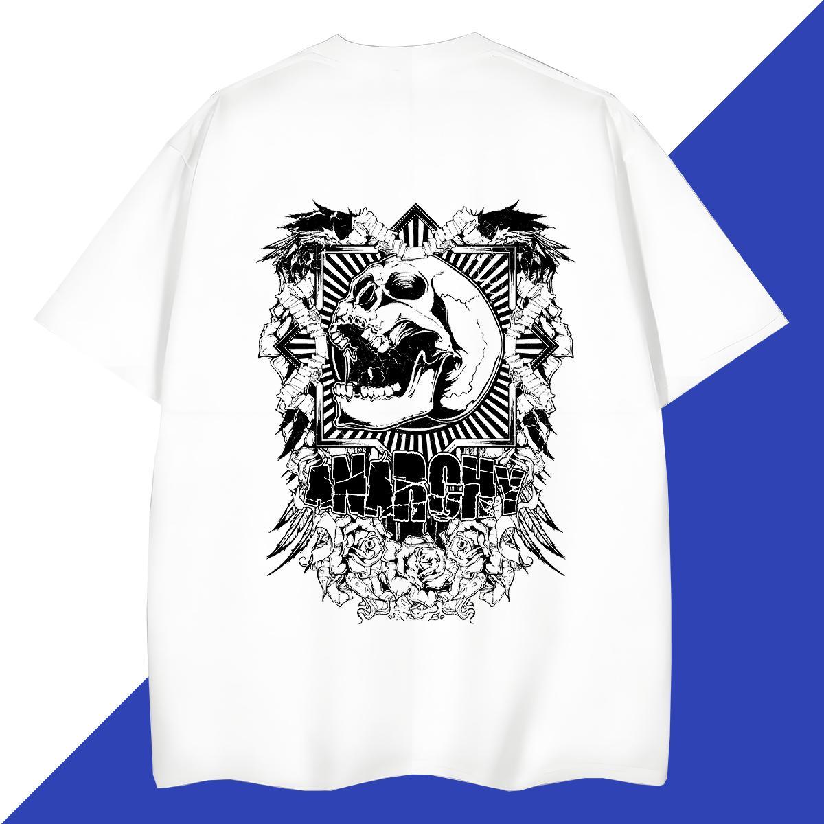 Casual New T shirt skull Top Tees 230g Cotton Casual Daily Wear TOP Quality Plus Size Cartoon Crew Neck Mens Tshirts