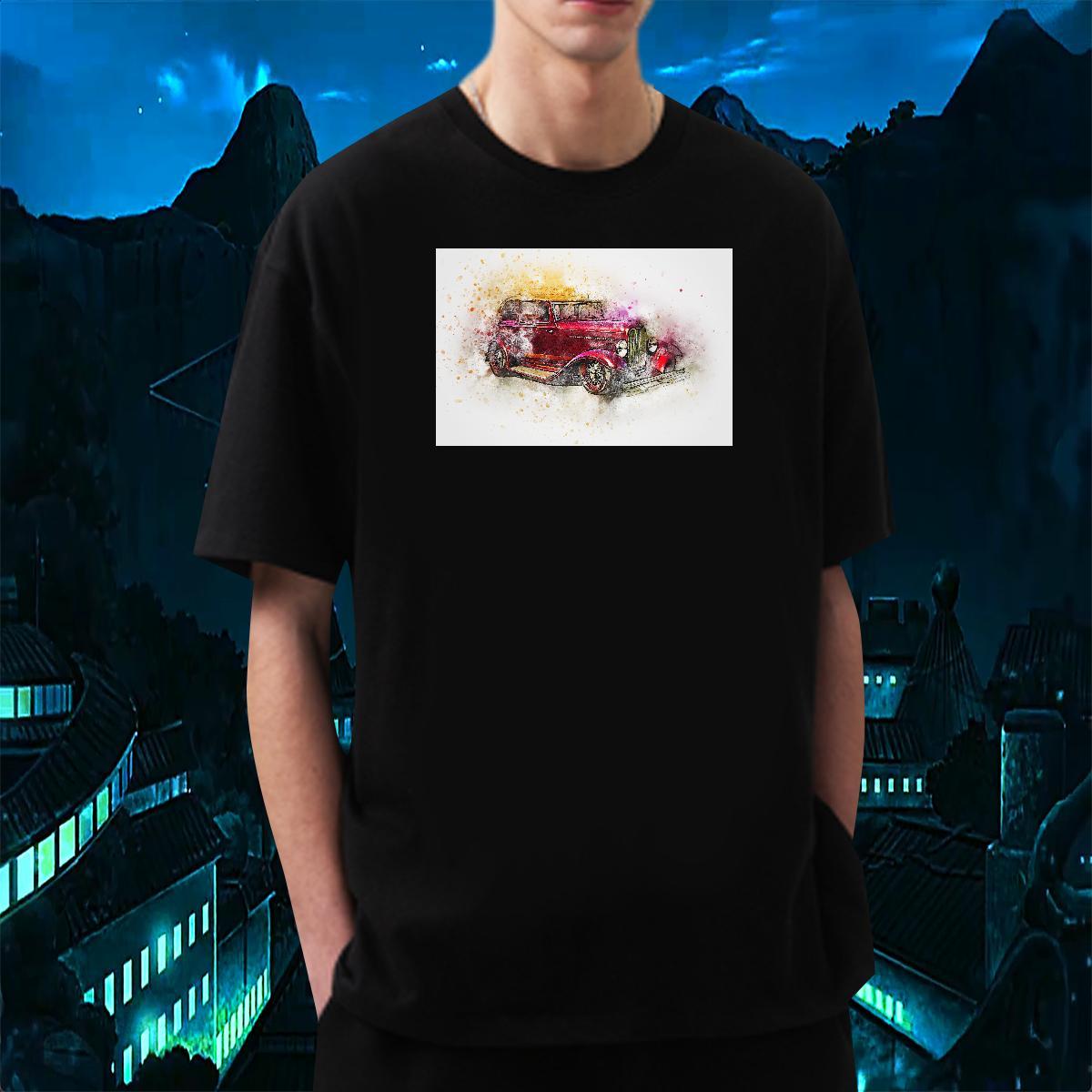 Fashion Casual T-Shirts car Polos 100% Cotton 230g Sports Casual Cool Custom Printing Crew Neck Men Tees