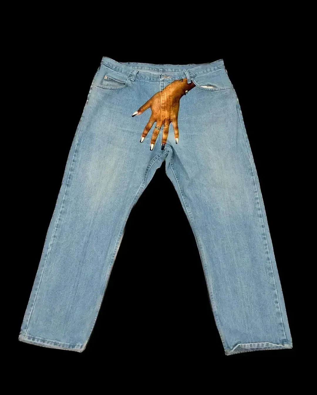 Y2k Gothic Hip Hop Palm Print Baggy Jeans Harajuku Fashion Men Women Streetwear High Waist Denim Pants Vintage Straight Trousers 240806