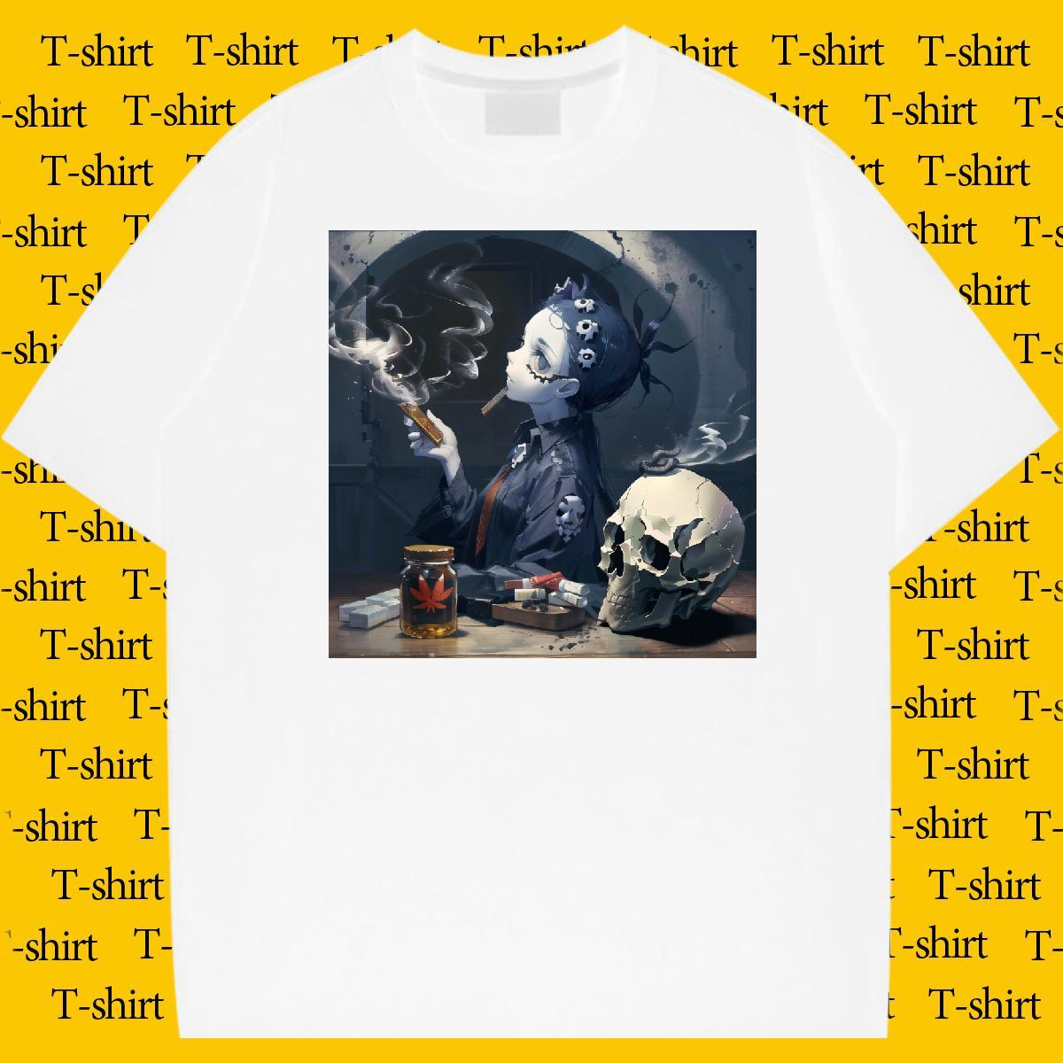 Fashion New Mens T Shirts skull Polos 230g Pure Cotton Street TOP Quality White Plus Size Round Neck Short Sleeve Tshirt for Man Woman