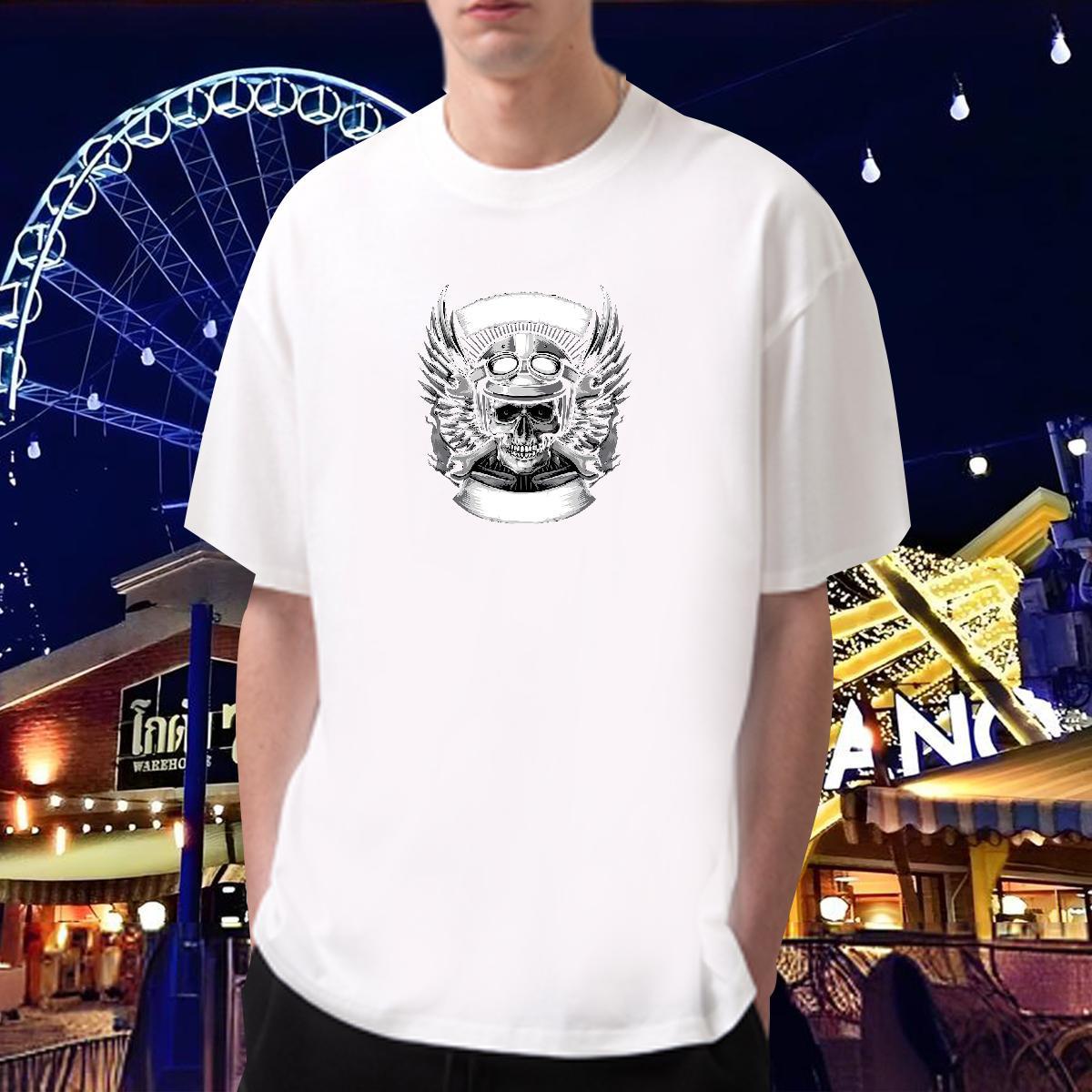 DIY T Shirts Men skull Clothes 100% Cotton 230g Daily Outfit Designer Custom Print Plus Size Breathable Soft Mens Tshirts