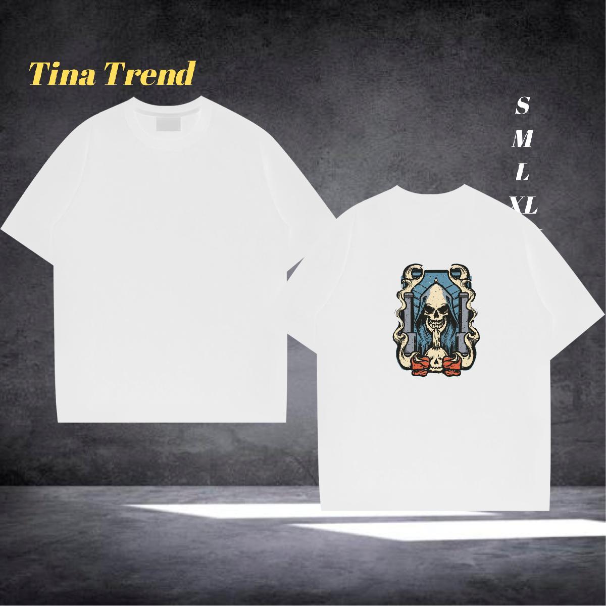 Free Shipping Man T Shirts skull Tees 230g Cotton Spring Summer Comfortable Cartoon Printing L-4XL Breathable Short Sleeve Men Tees