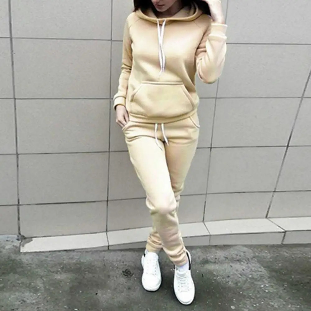 Autumn Winter Hoodies Two Piece Sets Tracksuit Women Oversized Pullovers Sweatshirts Casual Long Pants Sports Suit Female 240807