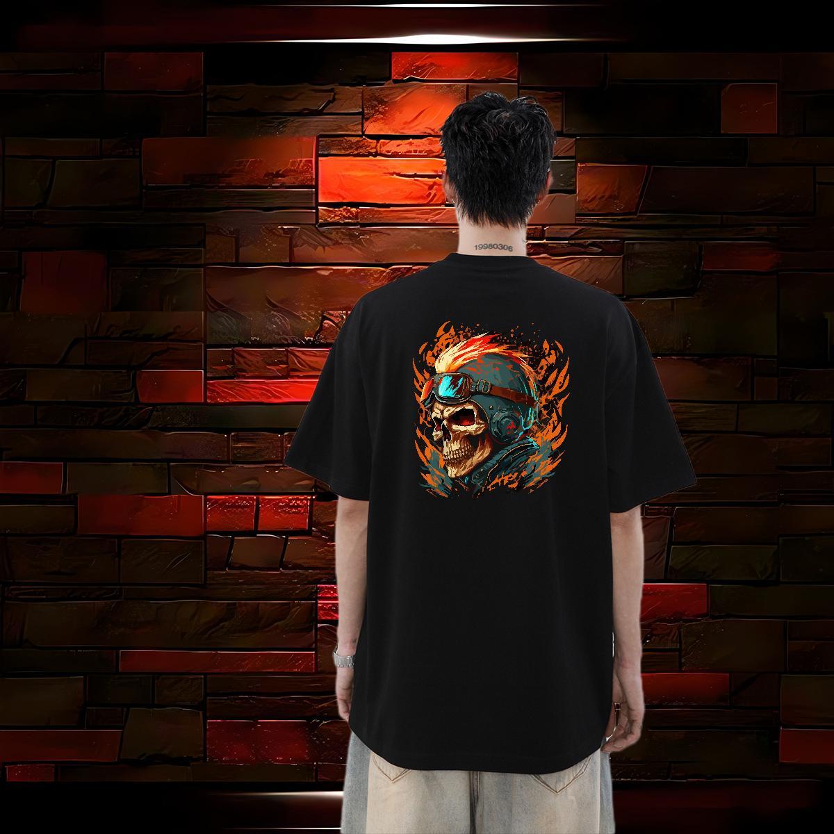 Wholesale Men T Shirts skull Tops Tees 230g 100% Cotton Sport High Quality Customized Print O Neck Short Sleeves Men Tees