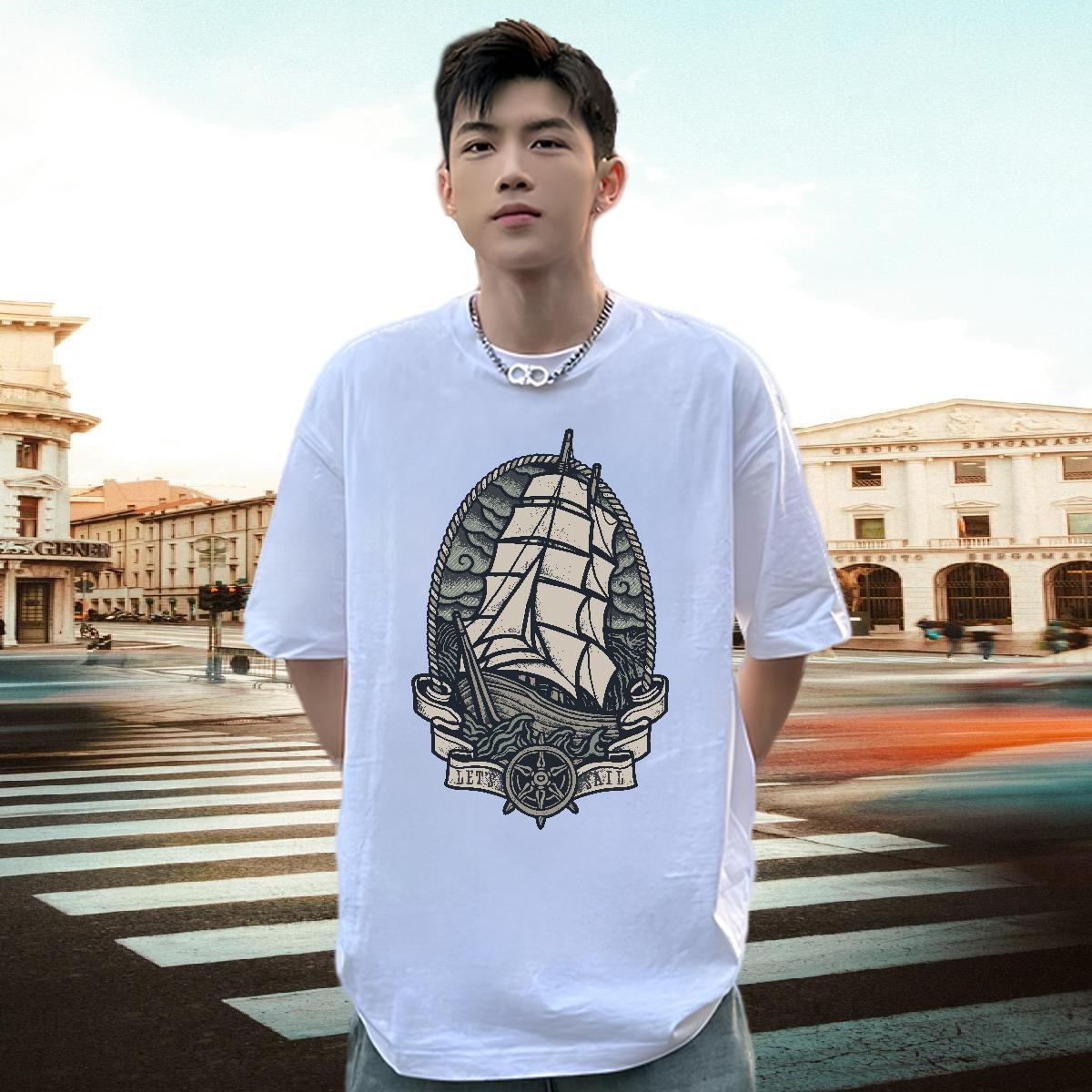 Designer Fashion T-Shirts for Men ship Tops 230g 100% Cotton Daily Wear Unisex Anime Breathable Short Sleeve Couples T Shirts