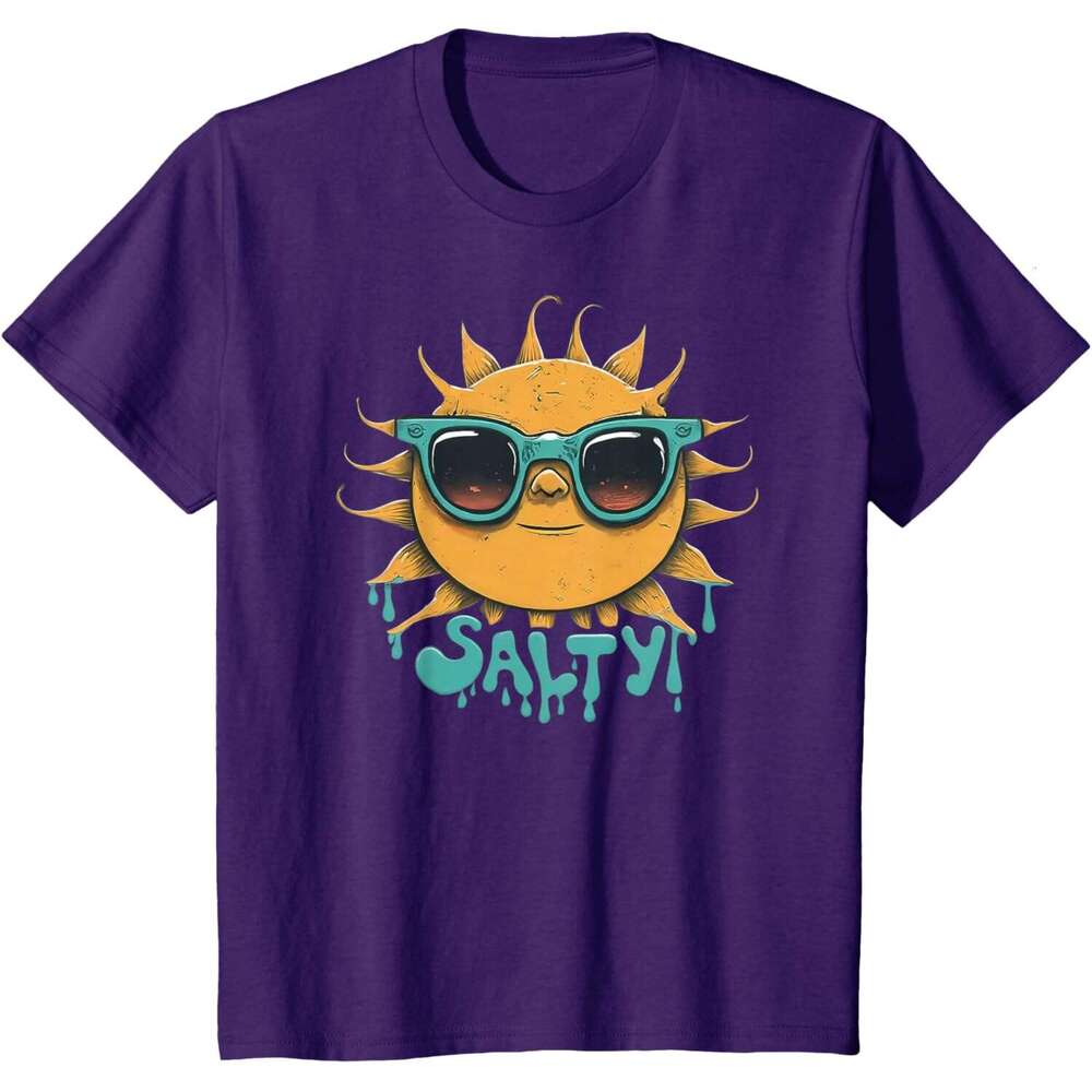 Mens T shirt Big Smiling Sun with Sunglasses Dripping Salty T-Shirt shirts tshirt graphic tee Casual tops summer clothes Short sleeve Free shipping