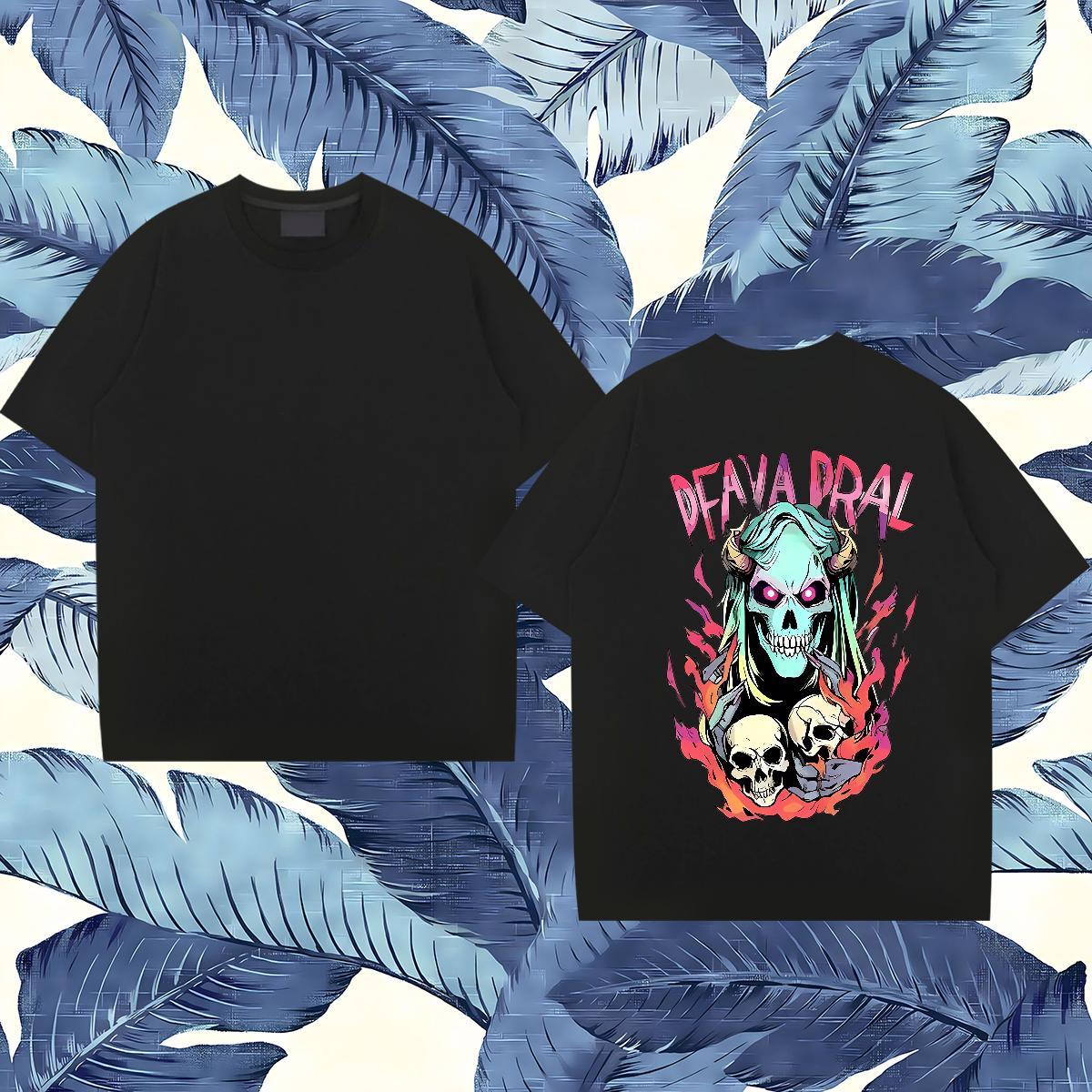 2024 Summer Man T Shirts skull Tops 100% Cotton 230g Street Free Shipping White Plus Size Breathable Soft Couples T Shirts