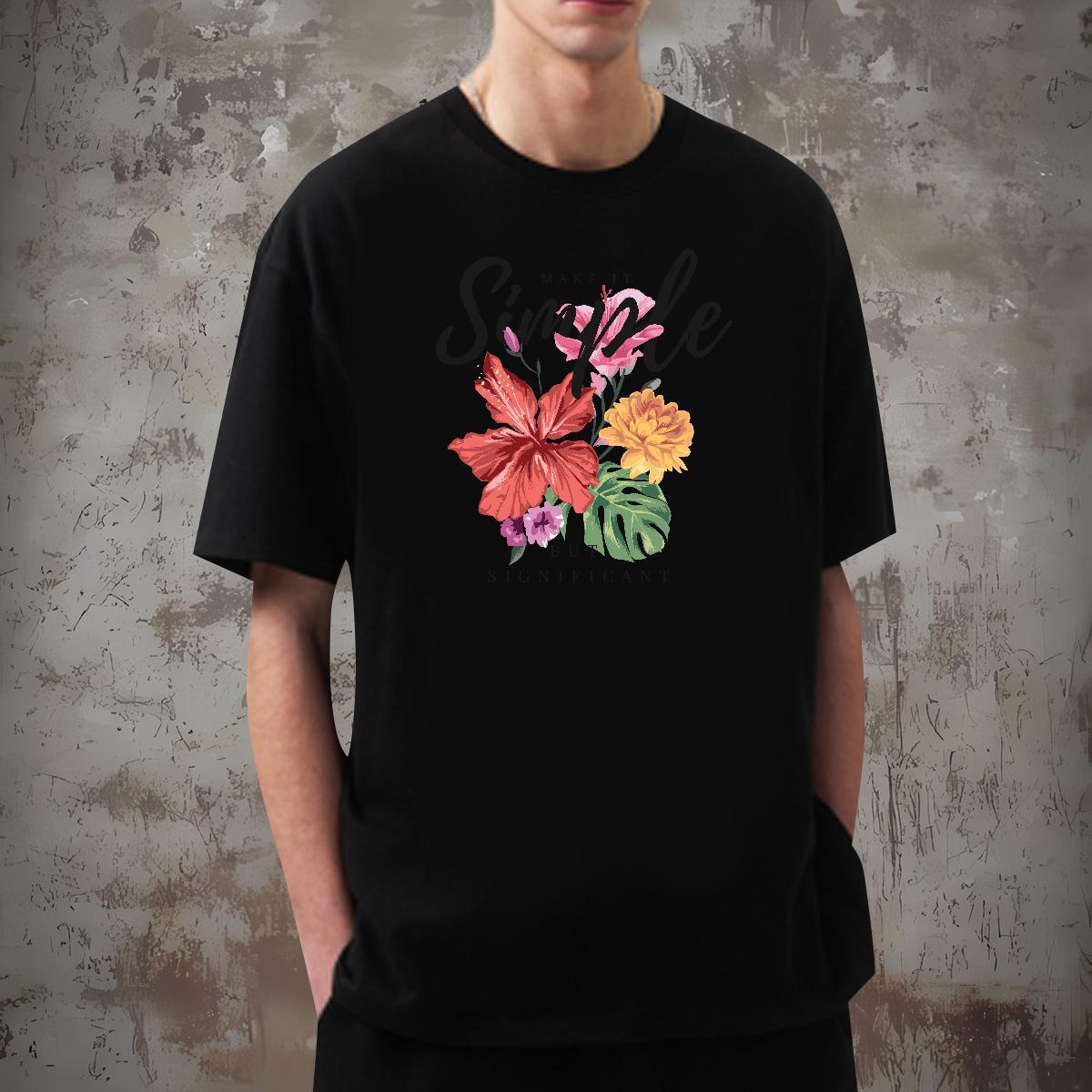 DIY T Shirt For Man letter Clothings 230g Cotton Street Soft Anime Print Breathable Short Sleeve Couples T Shirts