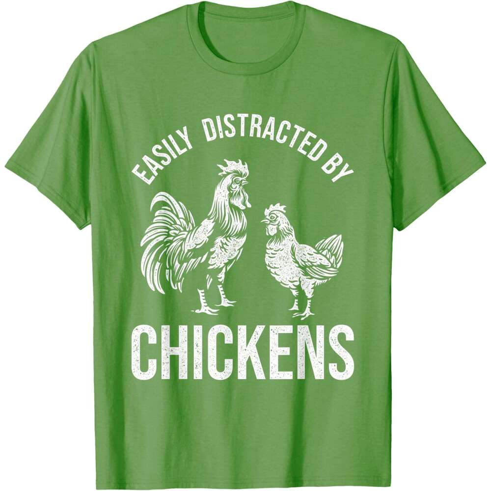 Mens T shirt Easily Distracted by Chickens Funny Farmer Design T-Shirt shirts tshirt graphic tee Casual tops summer clothes Short sleeve Free shipping