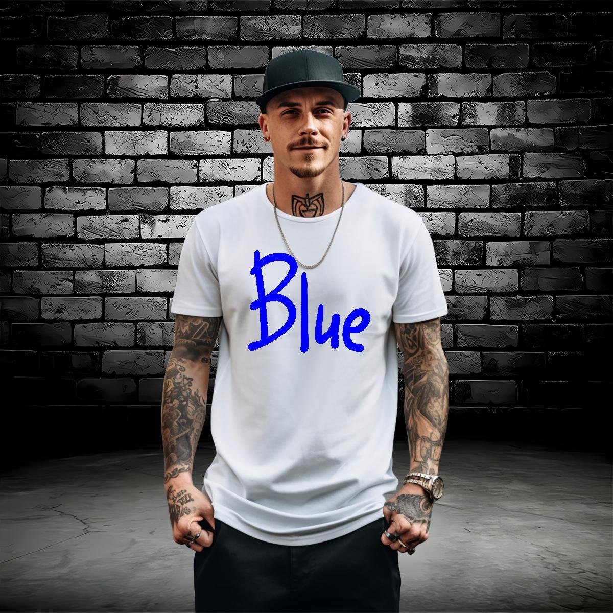 New Designer T-Shirts blue Tees 230g 100% Cotton Spring Summer Cool Design Cartoon Printing L-4XL Pure Cotton Men Clothes T-Shirt