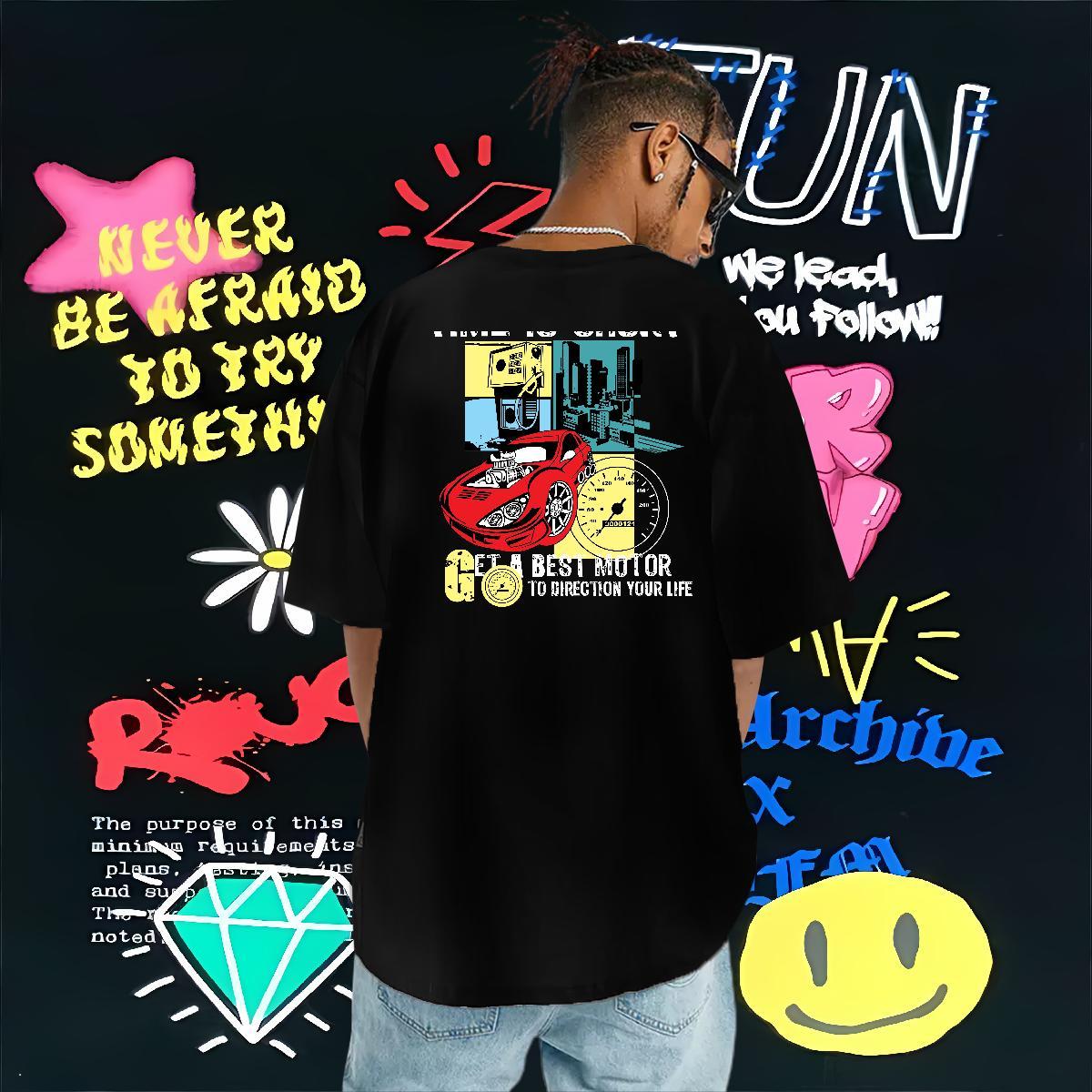 2024 New T Shirts Men car Tees 100% Cotton 230g Street Wear Soft Custom Anime O-Neck Short Sleeve Men Tshirts