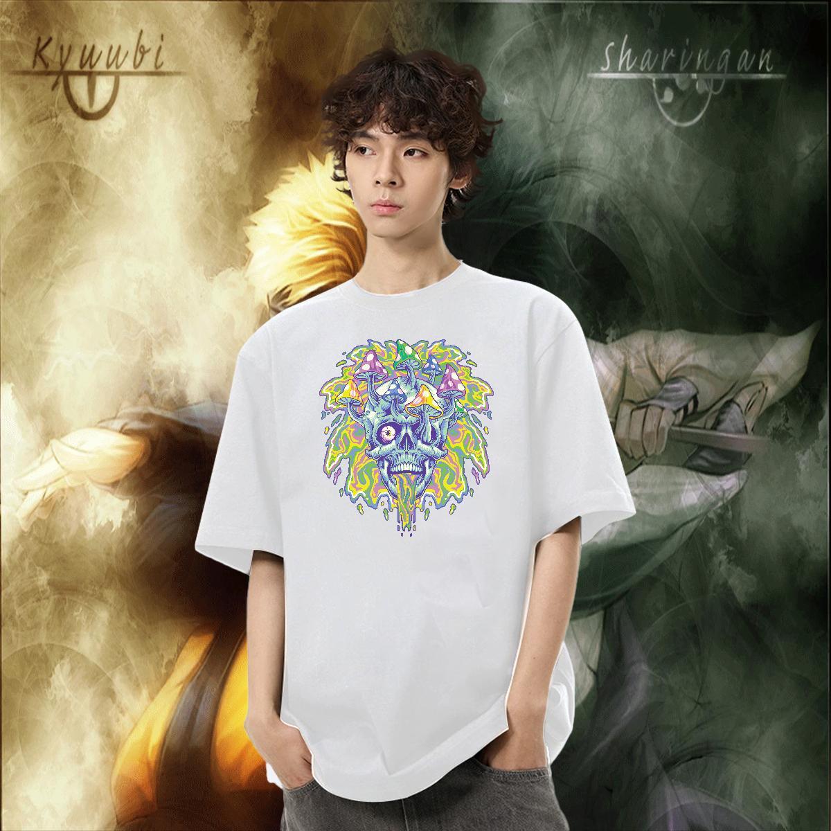New Arrival Men T Shirts skull Tops 230g Cotton Casual Daily Wear Cool Design DIY Pure Cotton Men Tops Tees