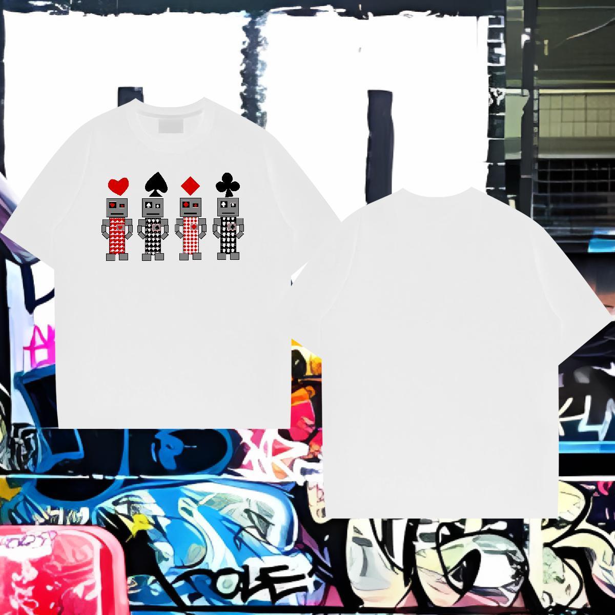 New Arrival T-Shirts robot Tees 230g 100% Cotton Casual Beach Soft Floral Print Breathable Tshirt for Man Woman